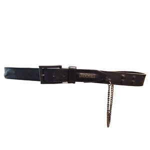 DIESEL BLACK GOLD | Studded Leather Belt With Metal Chain in Size 95cm / US 36